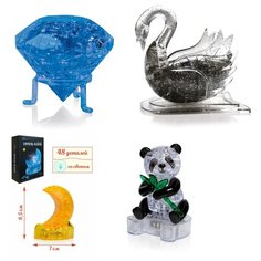 Игрушки детям Модель для сборки комплект подарочный 4 штуки Идея подарка ребенку день рождения Кристал, Лебедь, Месяц, Панда Iq Toy
