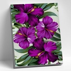 Алмазная мозаика на холсте 40х50 Тропические цветы, 25 цветов DIY