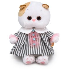Мягкая игрушка BUDI BASA collection Кошечка Ли-Ли Baby в полосатом платье, 20 см, белый/серый