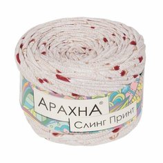 Пряжа ARACHNA Sling Print, 2x(50м, 160г), 100% хлопок, №011 цветочек бежевый