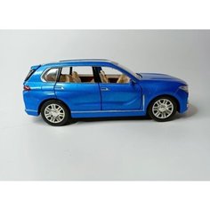 Коллекционная машинка игрушка металлическая BMW X7 для мальчиков масштабная модель 1:24 синяя Alexplay