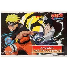 Альбом для рисования А4, 40 листов на клею Naruto, обложка мелованный картон, выборочный УФ лак, блок 100г/м2 Нет бренда