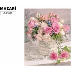 Алмазная Мозаика 21*25см (С мольбертом, картон, частичная выкладка, стразы-камни) Букет (п/упаковка с европодвесом) М-11842 (2233) Mazari