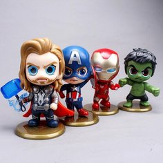 Игровой набор фигурок супергероев Marvel Comics/Мстители Капитан Америка, Тор, Халк, Железный человек Fantasy Earth