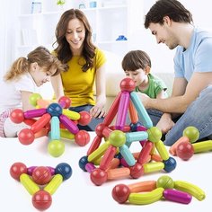 Конструктор магнитный Magnetic sticks, 36 деталей, пластиковый развивающий цветной, шарики палочки Нет бренда