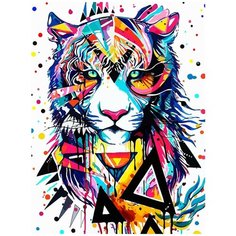 Картина по номерам на холсте Красочный Тигр (Животные, большая кошка) - 8063 В 30x40