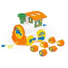 Развивающая игрушка Полесье Логический паровозик Миффи, белый/оранжевый