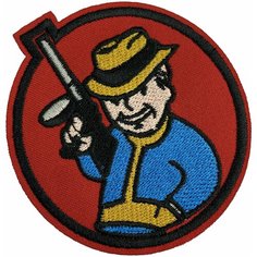 Нашивка, шеврон, патч (patch) Волт-Бой Гангстер Vault Boy Gangster, размер 8*8 см, 1 шт. Нет бренда