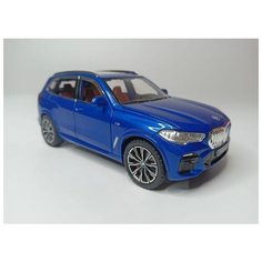 Коллекционная машинка игрушка металлическая BMW X5 масштаб 1:24 для мальчиков масштабная модель 1:24 синий Alexplay
