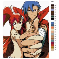 Картина по номерам V-411 "Аниме: Гуррен-Лаганн (Gurren-Lagann). Камина и Ёко (Kamina, Yoko Littner)", 40x50 см Brushes Paints