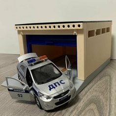 Машинка Полиция (12 см, мет, инерция, откр. дверей) и игрушечный разборный гараж с подъемными воротами Форма