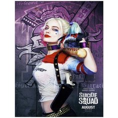 Алмазная мозаика на холсте с подрамником (картина круглыми стразами) 40х50 Харли Квин СУПЕР