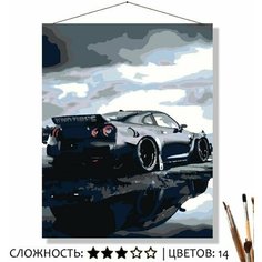 Картина по номерам на холсте "Чёрный автомобиль" 50х40 Selfica