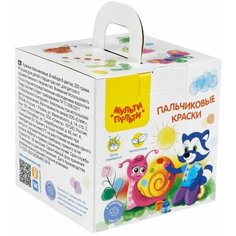 Краски пальчиковые Мульти-Пульти "Приключения Енота", 08 цветов, 200г, классические, картон, арт-бокс
