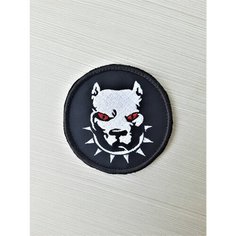 Нашивка на одежду, патч, шеврон на липучке "Питбуль", d8,5см БеZ Шуток