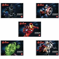 Альбом для рисования А4 30 л, спираль, обложка картон, HATBER, 205х300 мм, "Мстители" (MARVEL), 30А4Всп Chester