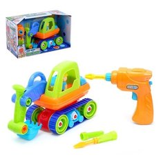 Конструктор для малышей "Экскаватор" с электронным шуруповёртом, 49 деталей Без бренда