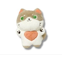 Мягкая игрушка Котик с сердечком аниме 50 см коричневый китай