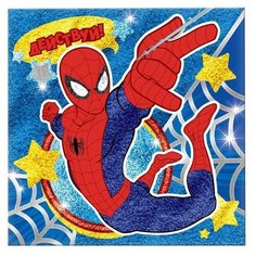Фреска песком "Действуй", Человек-паук, + блёстки и фольга Marvel