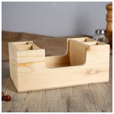 Подставка "Лодочка" из сосны, с 4мя отсеками и большим отделом, 14×25×10 см