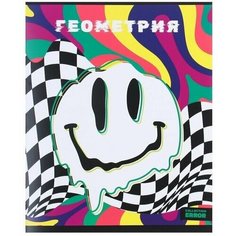 Тетрадь предметная 48 листов в клетку Error "Геометрия", обложка мелованная бумага, блок офсет Проф Пресс