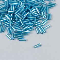 Бисер стеклярус 0,1 грамм , размер 3", 6 мм, " голубой , для рукоделия, плетения, вышивания Нет бренда