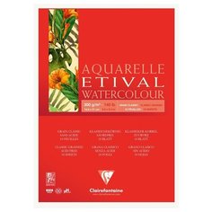 Альбом для акварели А5, 10л Clairefontaine "Etival" (300 г/кв. м, классическое зерно) (96389C), 5шт.