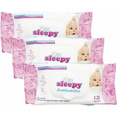 Влажные гигиенические детские салфетки Sleepy для чувствительной кожи, 3 упак. по 120 шт.