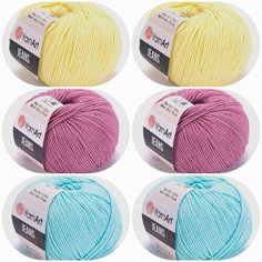 Пряжа YarnArt Jeans Ярнарт джинс Набор для вязания 16 (65-2 шт, 67-2 шт, 76-2 шт) 6 мотков 50 г/160 м (45% акрил 55 хлопок)