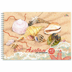 Альбом для рисования 40л А4 гребень Ракушки мел. карт. лак 2шт/уп С0225-74 Апплика