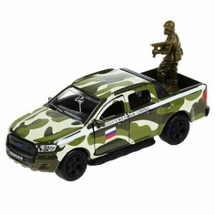 Машина Ford Ranger Военный пикап 12 см + солдатик 4,5 см металл инерция Технопарк SB-18-09-FR-M+FG-W