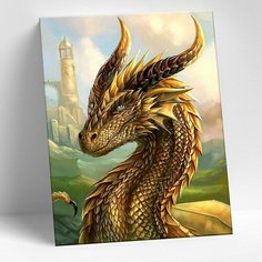 Картина по номерам Золотой дракон, 15x20 см. Molly