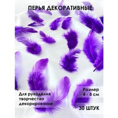 Перья для рукоделия декоративные 30 шт фиолетовые Хан Рокс