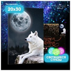 Алмазная мозаика со светящимися стразами «Волк» 20х30 см, на холсте ТероПром