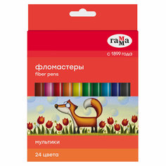Фломастеры Гамма "Мультики", 24цв, смываемые, картон. упак, европодвес, 12 шт. в упаковке Gamma