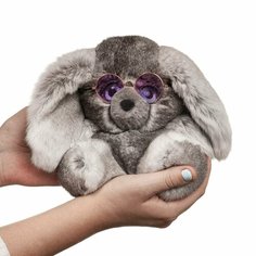 Мягкая игрушка зайчик с длинными ушами Боня серый натуральный из меха кролика рекс Holich Toys