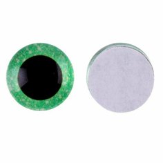 Глаза на клеевой основе, набор 10 шт, размер 1 шт. — 14 мм, цвет зелёный с блёстками Школа талантов