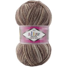 Пряжа Alize Superwash comfort socks коричнево-бежевый (7678), 75%шерсть/25%полиамид, 420м, 100г, 3шт