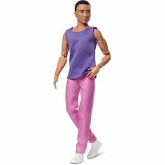 Ken Doll, Barbie Looks, Black Hair, Purple Top With Pink Pants - Кукла Кен с черными волосами, фиолетовый топ с розовыми брюками HJW84 Mattel
