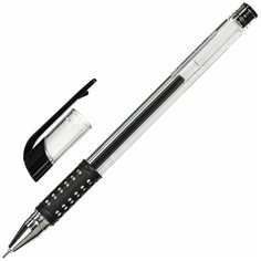 Ручка гелевая с грипом STAFF "Basic Needle" GP-679, черная, игольчатый узел 0,5 мм, линия письма 0,35 мм, 143679