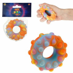 Игрушка-антистресс 1toy Жмяка Hit Pop It "Пончик" 7 см (оранжевый, голубой, фиолетовый, жёлтый)