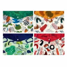 Папка-конверт на кнопке формат А4 180мкр микс Абстракция Calligrata