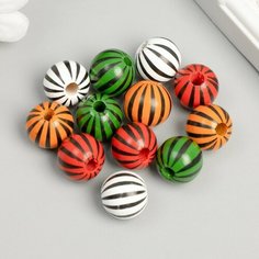 Бусины дерево для творчества "Круглые. Полосочки" d=1,6 см набор 12 шт Арт Узор