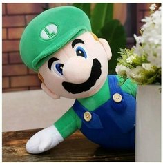 Мягкая игрушка Марио Луиджи в синем костюме (27,5 см) / Мягкая игрушка Марио 28 см. Тоу