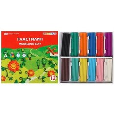 Пластилин, 12 цветов, 180 г, со стеком Нет бренда