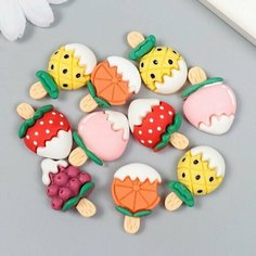 Декор для творчества пластик Фруктики на палочке набор 10 шт микс 2,1х1,4 см Арт Узор