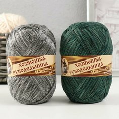 ЛамаУрал Пряжа "Носочная добавка" 100% полипропилен 200±20м/50гр набор 2шт (серый, зеленый)