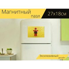 Магнитный пазл "Страшный, испуганный, игрушка" на холодильник 27 x 18 см. Lots Prints