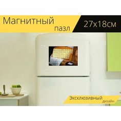 Магнитный пазл "Сыр, коровий сыр, молоко" на холодильник 27 x 18 см. Lots Prints