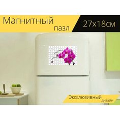 Магнитный пазл "Орхидея, веточка, цветок" на холодильник 27 x 18 см. Lots Prints